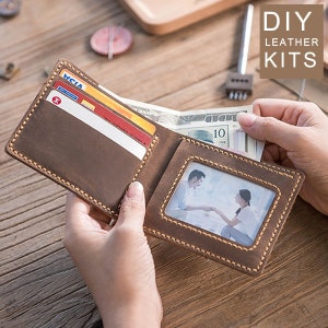 Kit de billetera DIY, billetera con grabado personalizado, estuche de notas de cuero personalizado, Burse