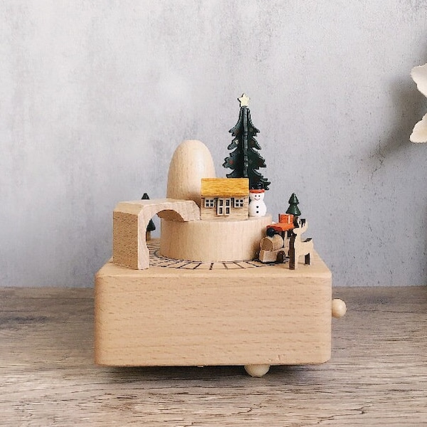 DIY wooden music box creative vintage rotating octave box DIY Christmas ornaments Orgel