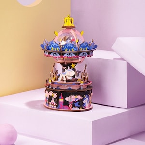 DIY 3D Stereo Puzzle Carousel Wooden Music Box, Customized Music Box, Unique Gift, Special Keepsake, Gift for her, Gift for him