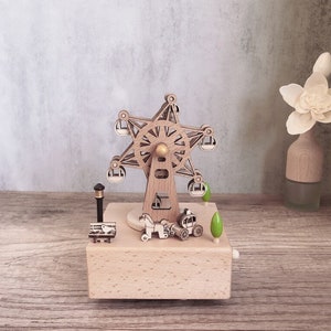 DIY Ferris Wheel & Carriage Wooden Music Box, Spin Ballerina Girl, Customized Music Box, Unique Gift, Special Keepsake, Gift for her
