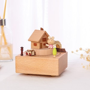 The Rabbit House Wooden Music Box, Customized Music Box, Unique Gift, Special Keepsake