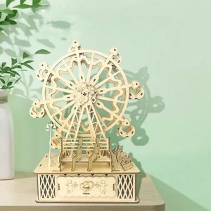 DIY  Spinning Ferris Wheel Music Box 3D Stereo Puzzle Wooden Music Box, Customized Music Box, Unique Gift, Special Keepsake, Gift for her