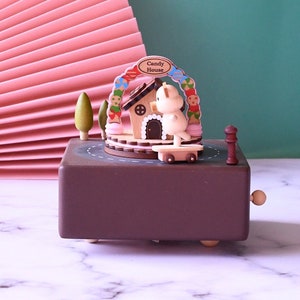 Personalized Coffee House Candy Piggy Wooden Music Box, Customized Music Box, Unique Gift, Special Keepsake, Gift for her, Gift for kids