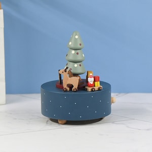 Blue Star Christmas Tree Wooden Music Box, Customized Music Box, Unique Gift, Special Keepsake