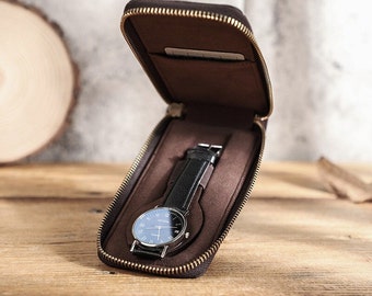 Personalisierte Gravur Premium Leder Uhrenbox, Uhrenschutzhülle, Lederuhr Aufbewahrungshülle, Lederuhrenhülle, Geschenk für Sie / Ihn