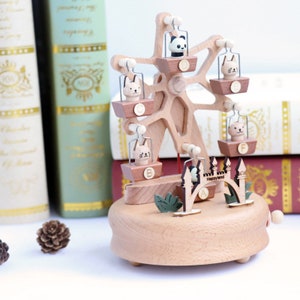 Personalisierte Tier Riesenrad Holz Spieluhr, maßgeschneiderte Spieluhr, einzigartiges Geschenk, spezielles Andenken Bild 8