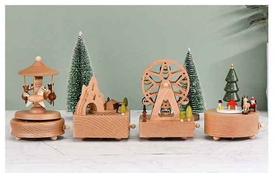 Carillon Di Legno Con Cavalli - Scatola Musicale Artigianale, Regalo Ideale