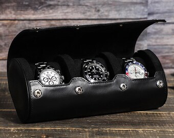 Personalisierte Gravur Premium Leder Uhrenbox, Uhrenschutzhülle, Lederuhr Aufbewahrungshülle, Lederuhrenhülle, Geschenk für Sie / Ihn