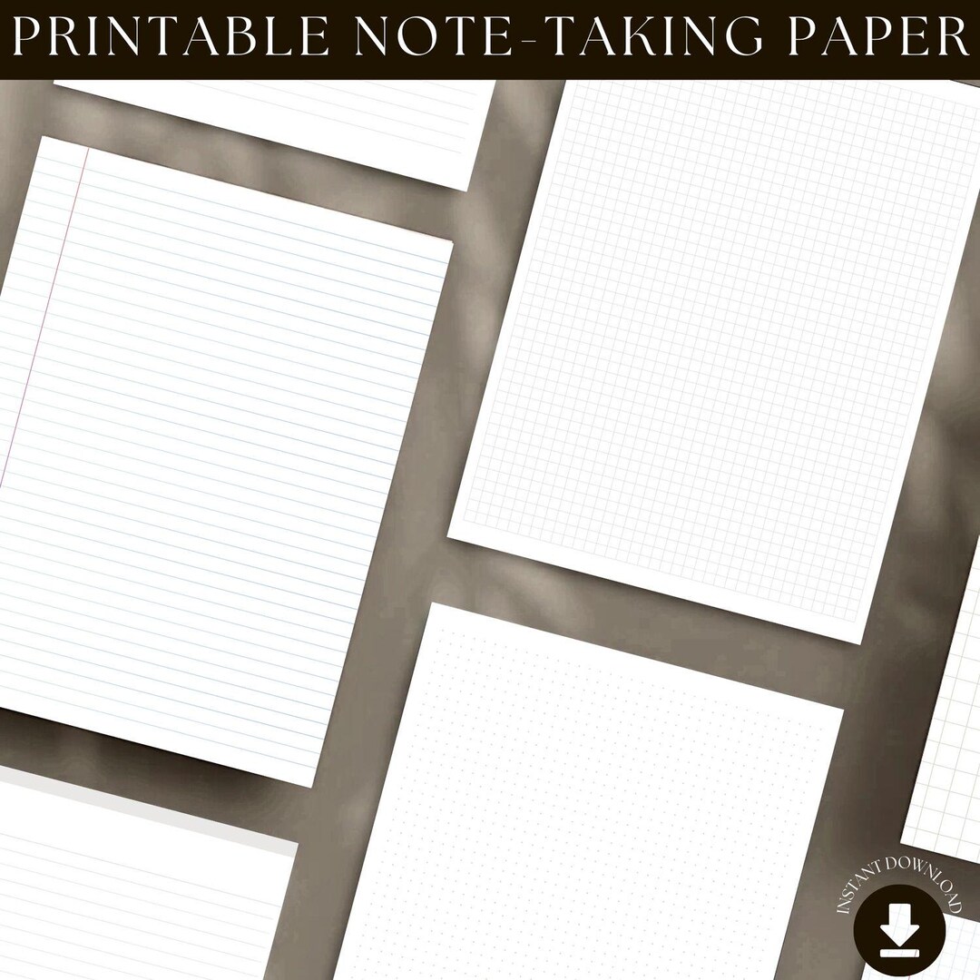 Printable Note Taking Paper Bundle | Graph, Lined, Dot Grid, Cornell ...