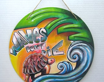 Handmade beach art | wood art | Painted wall decor | Home Decor I Circle shaped