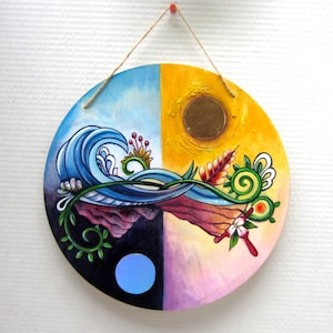 Hand-Painted Beach Wood Art - Coastal Nautical Wall Decor