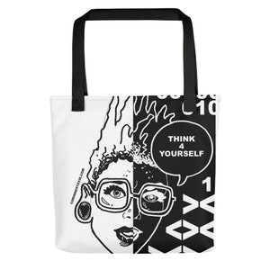 Black & White Canvas Tote Bag: Minimalist Eco-Friendly Shoulder Bag