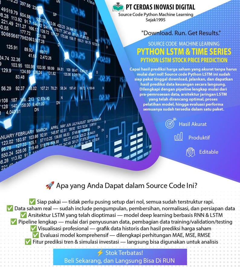 Python LSTM-Quellcode für die Kursvorhersage | Bereit zum Laufen | Nur Herunterladen & Ausführen! Bild 1