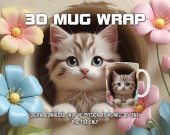 Opakowanie na kubek 3D, projekt sublimacji opakowania na kubek PNG, 11 uncji i 15 uncji, szablon kubka do kawy, projekt prasy do kubków 3D