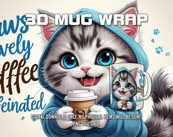 Opakowanie na kubek 3D, projekt sublimacji opakowania na kubek PNG, 11 uncji i 15 uncji, szablon kubka do kawy, projekt prasy do kubków 3D