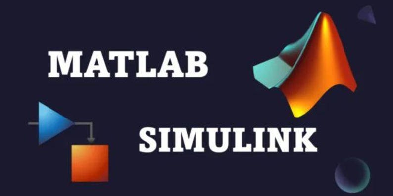 Puede incluir: Logotipos de MATLAB y Simulink. El logotipo de MATLAB es texto blanco sobre un fondo azul oscuro. El logotipo de Simulink es texto blanco sobre un fondo azul oscuro con un gr&aacute;fico 3D azul y naranja.