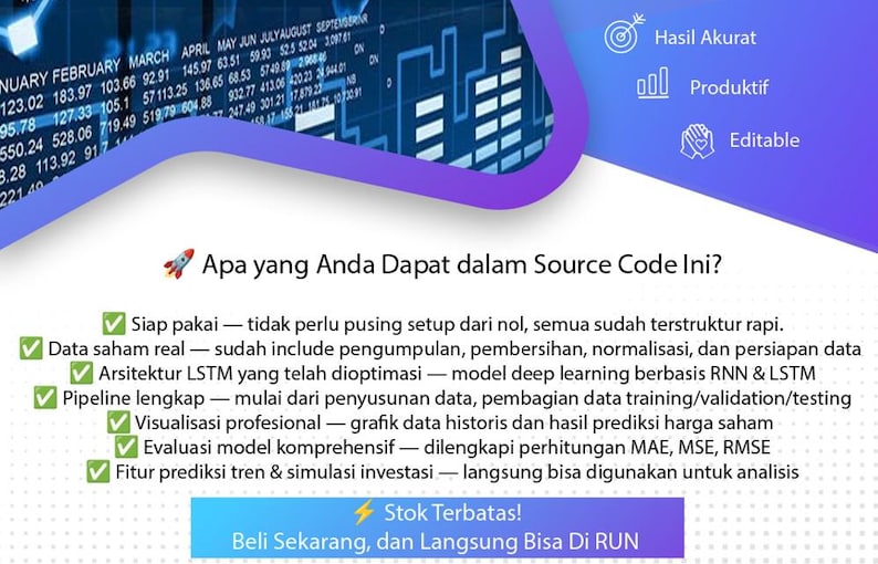 Python LSTM-Quellcode für die Kursvorhersage | Bereit zum Laufen | Nur Herunterladen & Ausführen! Bild 3