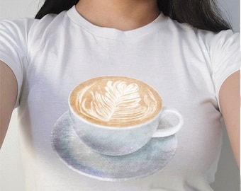 Camiseta Latte Baby Y2K, Top Coquette, Camiseta para bebé de los 90, Estética de chica del centro, Camisa Gen Z, Cosas de muy buen gusto, Estética de chica vainilla, Balletcore