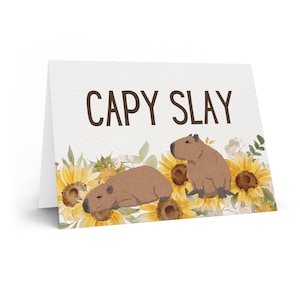 Capy Slay Capybara in Sunflowers Card