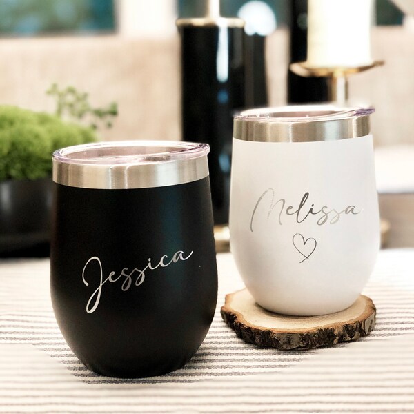 Personalized Wine Tumbler, Custom Wine Mug, Engraved Mug for Her For Him, Wedding Gift, Bridesmaid Gift