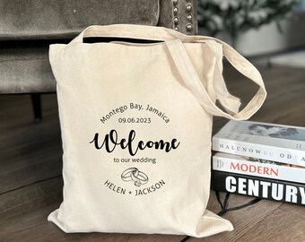 Bulk Discount, 5 Custom Welcome Wedding logo Tote Bag, 8oz Recycled Cotton Bag, Wholesale Tote Bag,Personalized Wedding Bag,Destination Tote