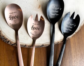 Mother's Day gift, Custom Spoon Fork For Salad, Engraved, For Her, Wedding Gift, New Home, House Warming, Personalized Utensils For Kitchen