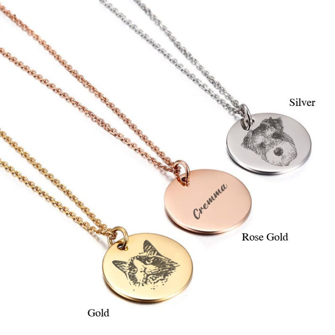 Engraved Pet Portrait Necklace Custom Pet Portrait Necklace Etsy Canada