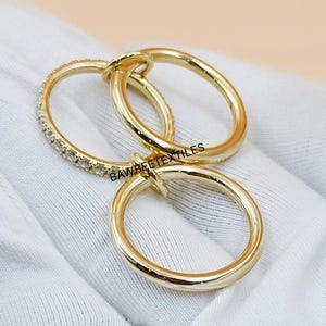 14K Yellow Gold Multi Link Connected Ring, Chunky Gold Connector Ring, Gold Ring Set, Eternity Statement Ring, Two Tone Band Ring
