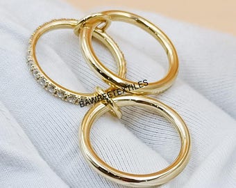 Bague multi-maillons en or jaune 14 carats : accent diamants et saphirs - Jonc tendance