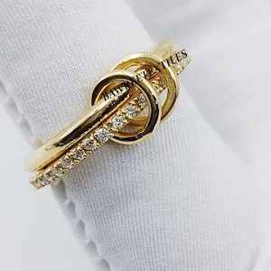 Two-Tone 14K Gold Filled Multi Ring Set: Minimalist Connected Bands
