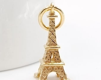14K Gold Plated Eiffel Tower Pendant: Paris Charm