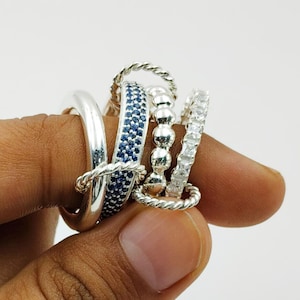 14K Gold & Sterling Silver Interlocking Ring: Two-Tone Eternity Band