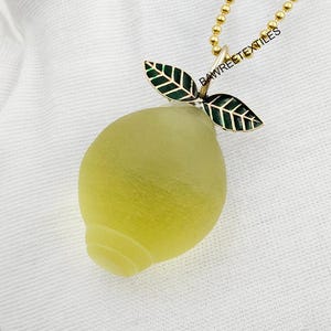 14KSolid Gold Gemstone Lemon Fruit Pendant Yellow Quartz Lemon Pendant Handmade Lemon Pendant  Designer Lemon Pendant Handmade Lemon Pendant