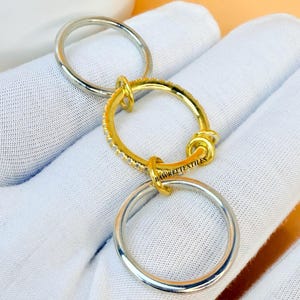 14K Solid Gold Multi-Link Ring: Two-Tone Eternity Band