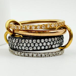 14K Gold Multi Link Connected Ring Chunky Connector Ring Gold Ring Set Eternity Statement Interlocking Silver Ring 4 band diamond ring