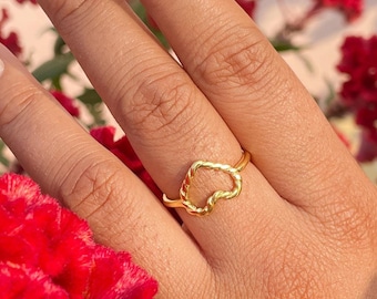 Anillo de oro de 14 k con diseño de cuerda: alianza de boda, anillo apilable