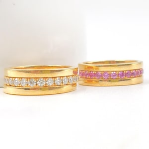 14K Gold Multi Link Connected Ring, Chunky Connector Ring, Gold Ring Set Eternity Statement Interlocking Silver Ring Best Gift For her