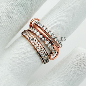 14K Gold Multi Band Ring Two Tone Band Ring Stackable Band Eternity Statement Ring Eternity Multi Link Connected  Multi Link Connected Ring