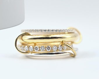 14K Solid Gold Multi-Link Ring: Chunky Interlocking Statement Ring