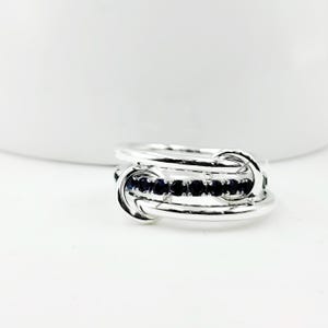 14K Gold Interlocking Sterling Silver Ring - Two Tone Eternity Band