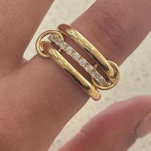 14K Gold Plated Multi Link Ring: 925 Silver Chunky Connector