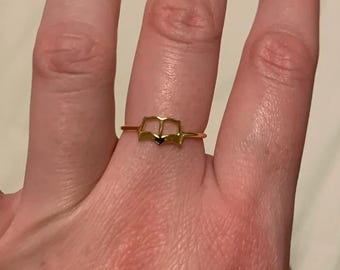 14K Gold Open Book Ring, Minimalist Bookworm Ring