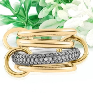 Two-Tone Interlocking Ring: 14K Gold Filled & Silver Multi Band