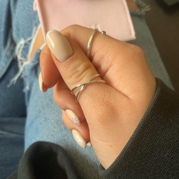 Sterlingzilveren kruisring, minimalistische X-band, verstelbaar