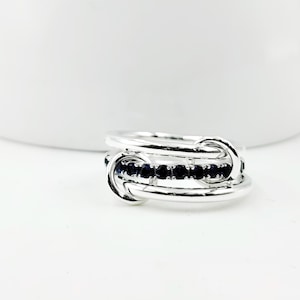 14K Gold Multi Connector Ring, Interlocking Silver Ring, Eternity Statement Ring, Connected Stacker Ring, Two Tone Band Ring