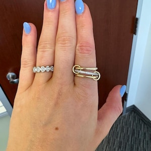925 Sterling Silver Two Tone Band Ring, Multi link Connected Ring, Multi Link Connected Ring, Gold Linked Ring Set Statement Eternity Ring