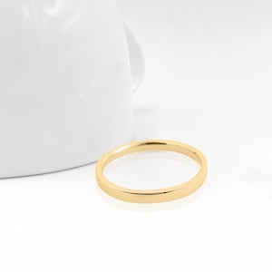 14K Flat Wedding Band Ring Dainty Minimalist Band Stackable Ring Simple Band Ring Stacking Ring Unisex Ring Trendy Ring Plain Thin Flat Ring