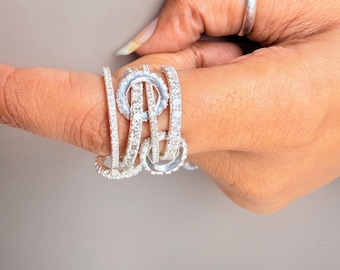 14K Gold Multi-Link Ring: Chunky Statement Eternity Band