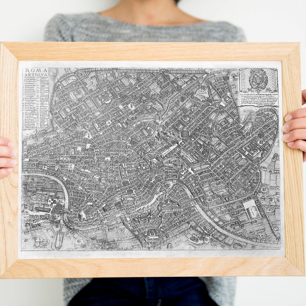 Ancient ROME map, black and white prints, Vintage and classic ink drawing, High quality PRINTABLE wall art, map of Italy