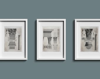 Set of 3 Roman Pantheon COLUMNS | architecture prints | roman architecture | corinthian columns | PRINTABLE wall art